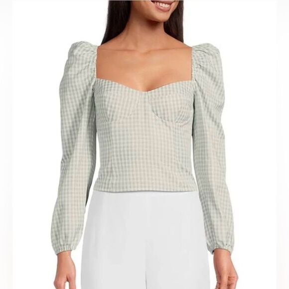GIANNI BINI Kelsi Gingham Bustier Top - Picture 1 of 16